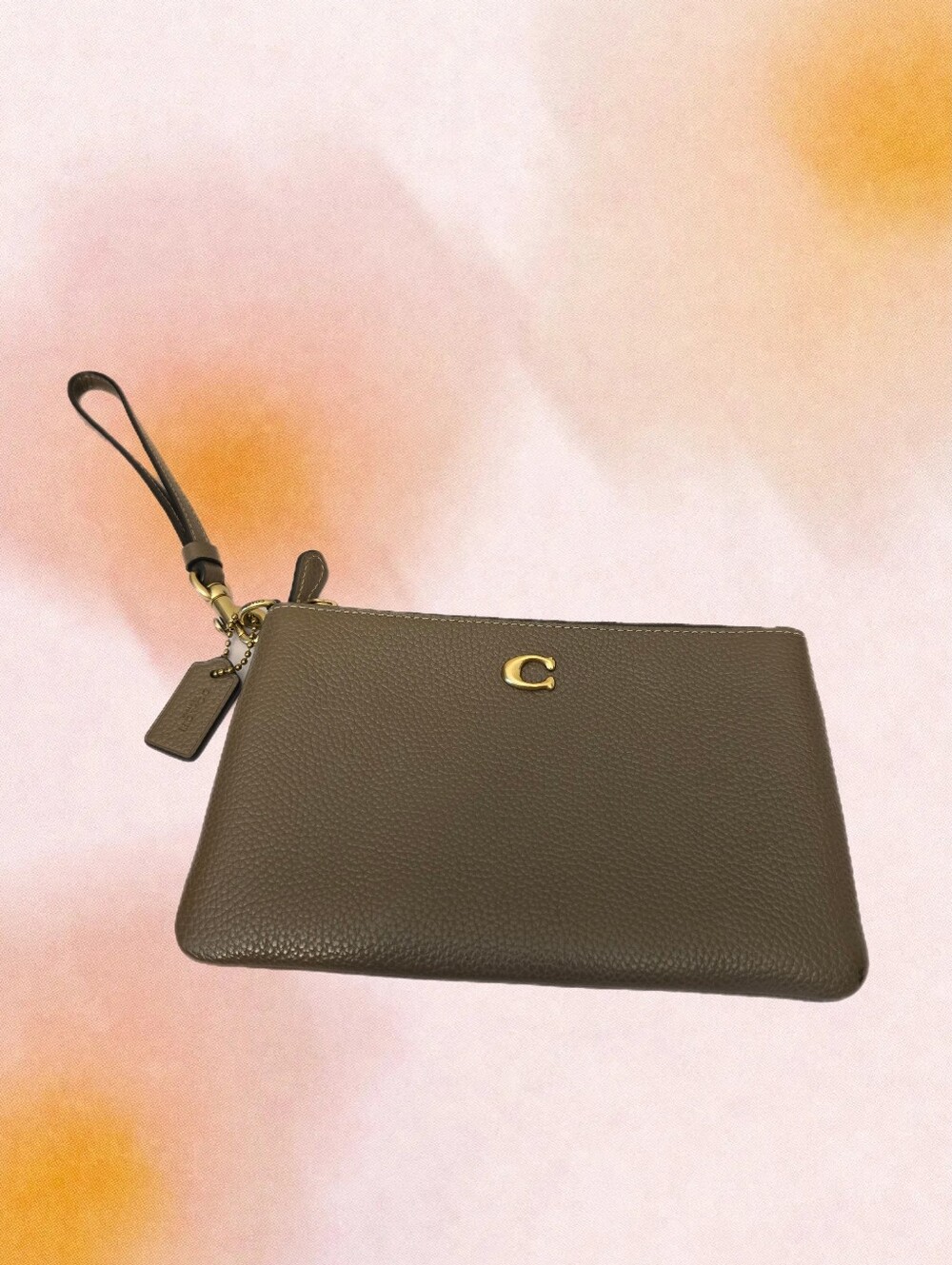 Coach Small Essential Women's Wristlet  Pebbled Leather Gold Tone C Fits Phones